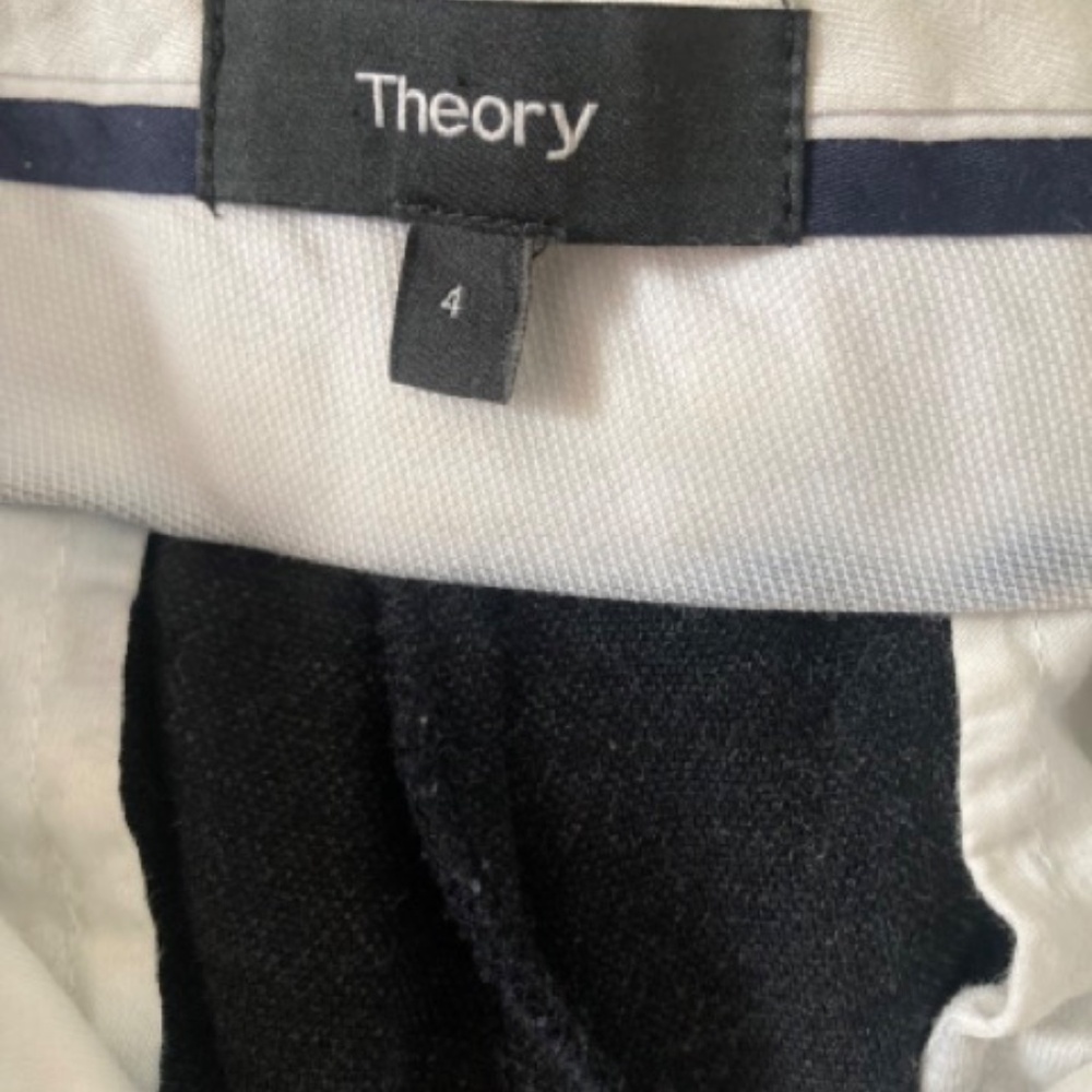 Theory stretch work pants, Navy with a windowpane print, sz 4 - Picture 3 of 6
